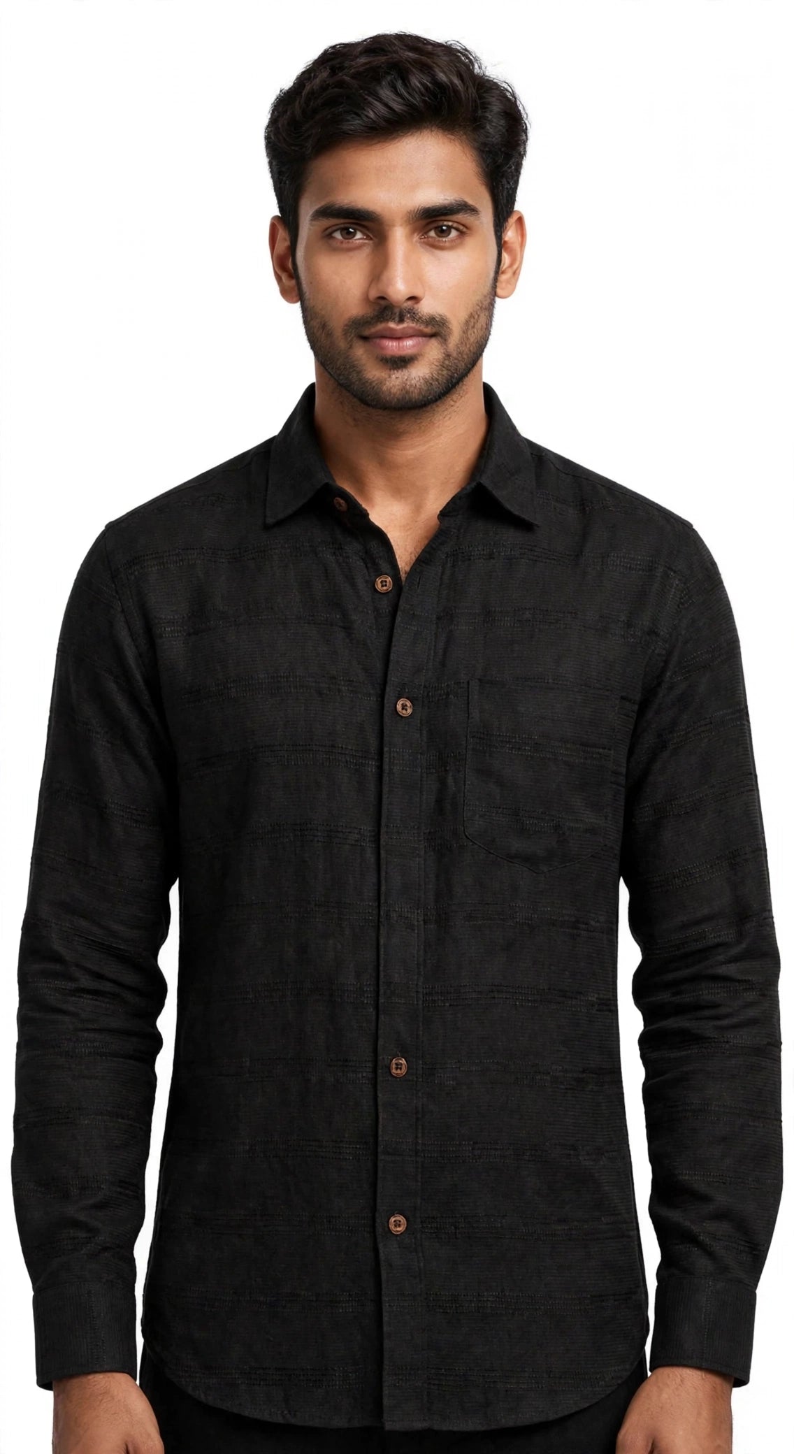 Rust Textured Casual Shirt