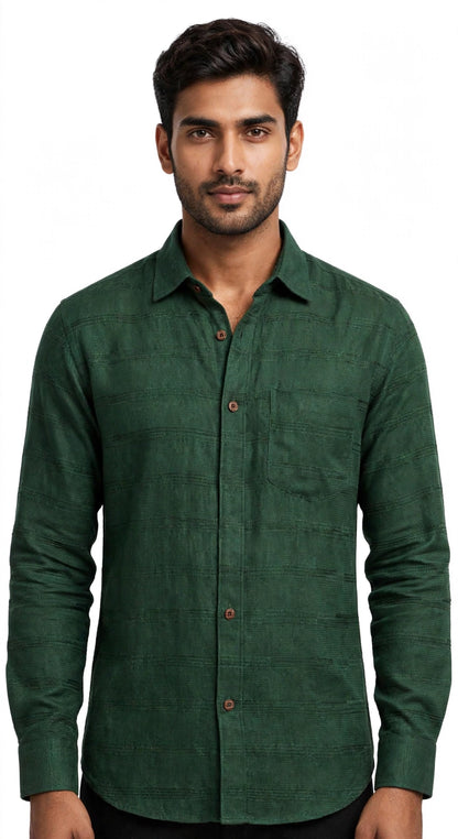 Rust Textured Casual Shirt