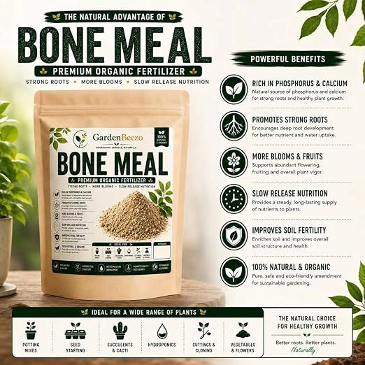 Bone Meal Organic Fertilizer for Strong Roots, Natural Phosphorus Rich Plant Food for Healthy