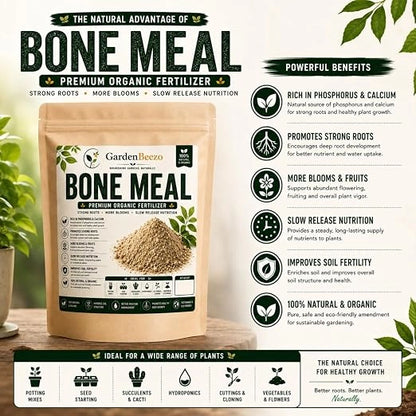 Bone Meal Organic Fertilizer for Strong Roots, Natural Phosphorus Rich Plant Food for Healthy